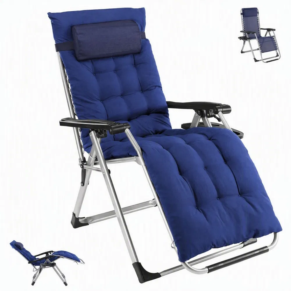 Zero Gravity Chair with Cushion, Folding Outdoor Lounge Chair with Cup Holder and Headrest for Patio, Strong Capacity image 7