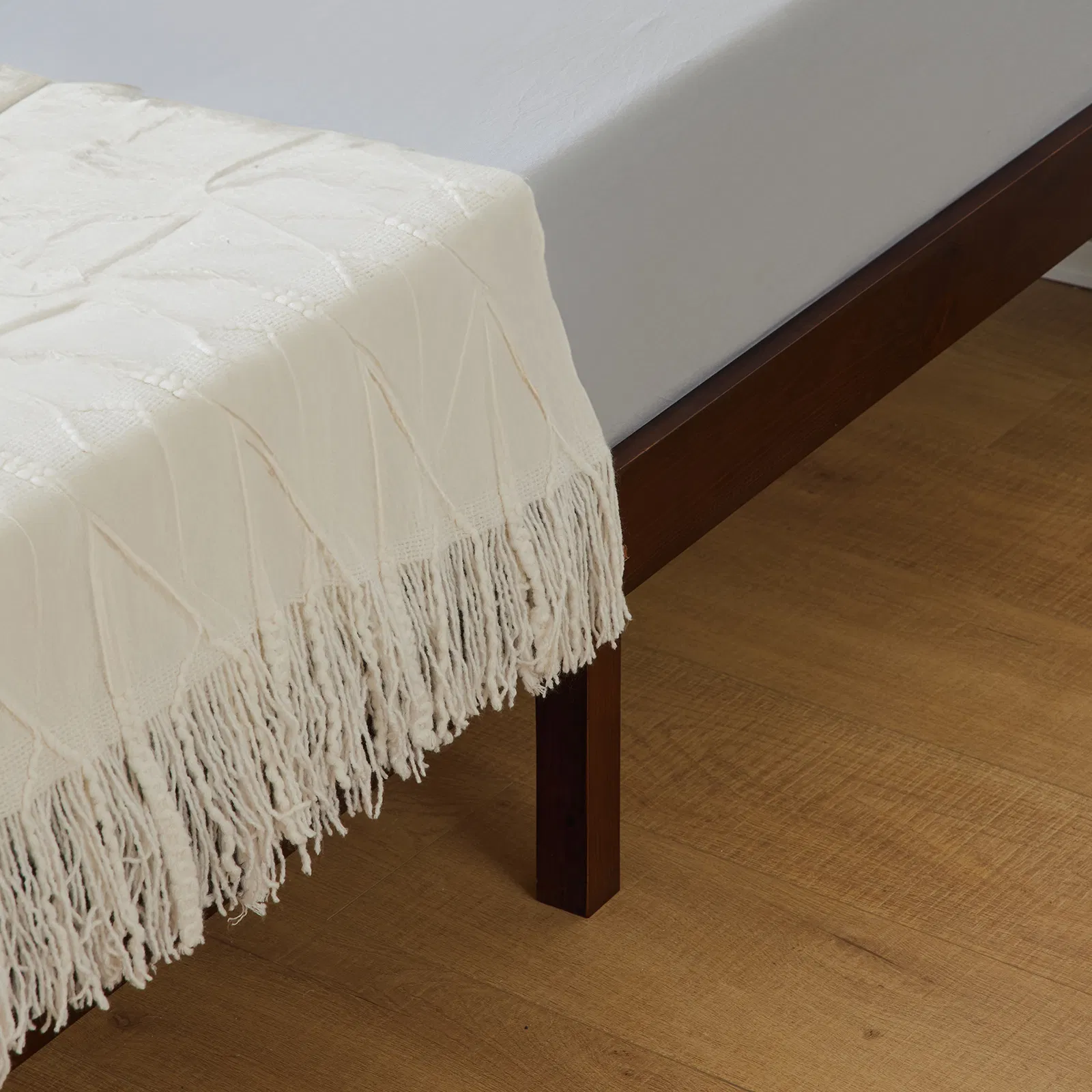Twin Basic Bed Frame Pine Wood Painted Surface Bed Single Bed 74.41*37.99*12in Coffee image 9