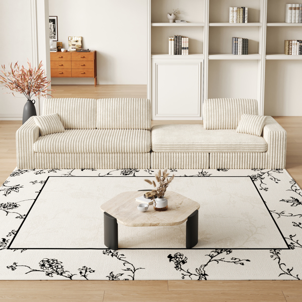 114.5'Modern Corduroy Modular foam Sofa, Recliner Seat reversible Sofa, 2in1 Sofa with Recliner and L-Shaped Sofa Combination with Three Cushion Neck Pillow Combination and Two Throw Pillows 2 package-39