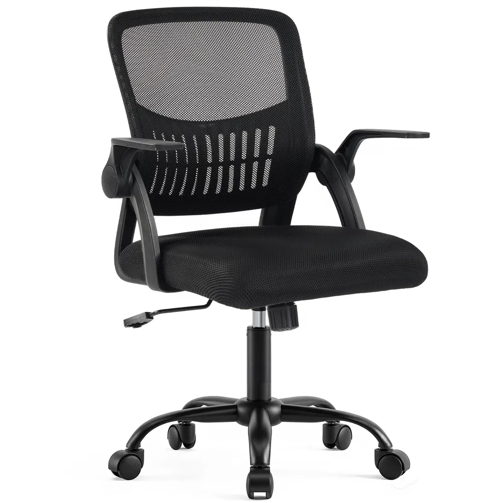 Ergonomic Office Seating - Mid-Back Desk Chairs Featuring Adjustable Height, Swivel Functionality, Flip-Up Armrests, And Lumbar Support, Designed with Breathable Mesh for Home, Study, Or Work Use image 9