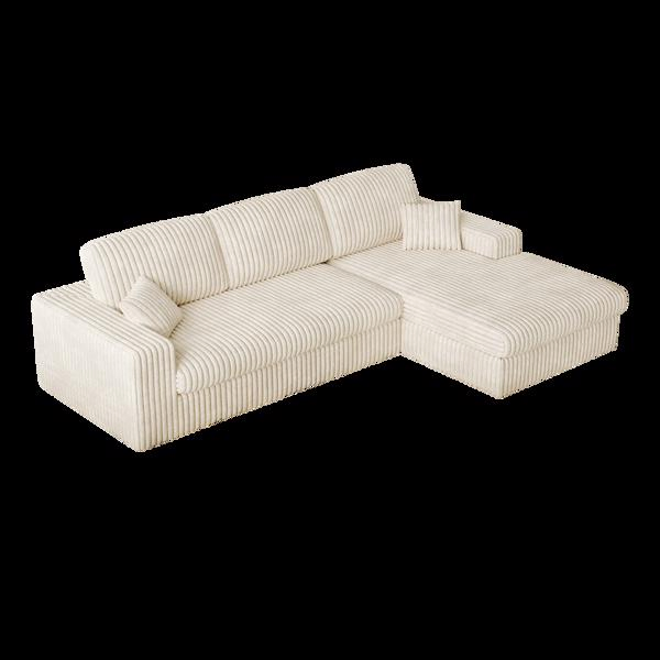114.5'Modern Corduroy Modular foam Sofa, Recliner Seat reversible Sofa, 2in1 Sofa with Recliner and L-Shaped Sofa Combination with Three Cushion Neck Pillow Combination and Two Throw Pillows 2 package-31