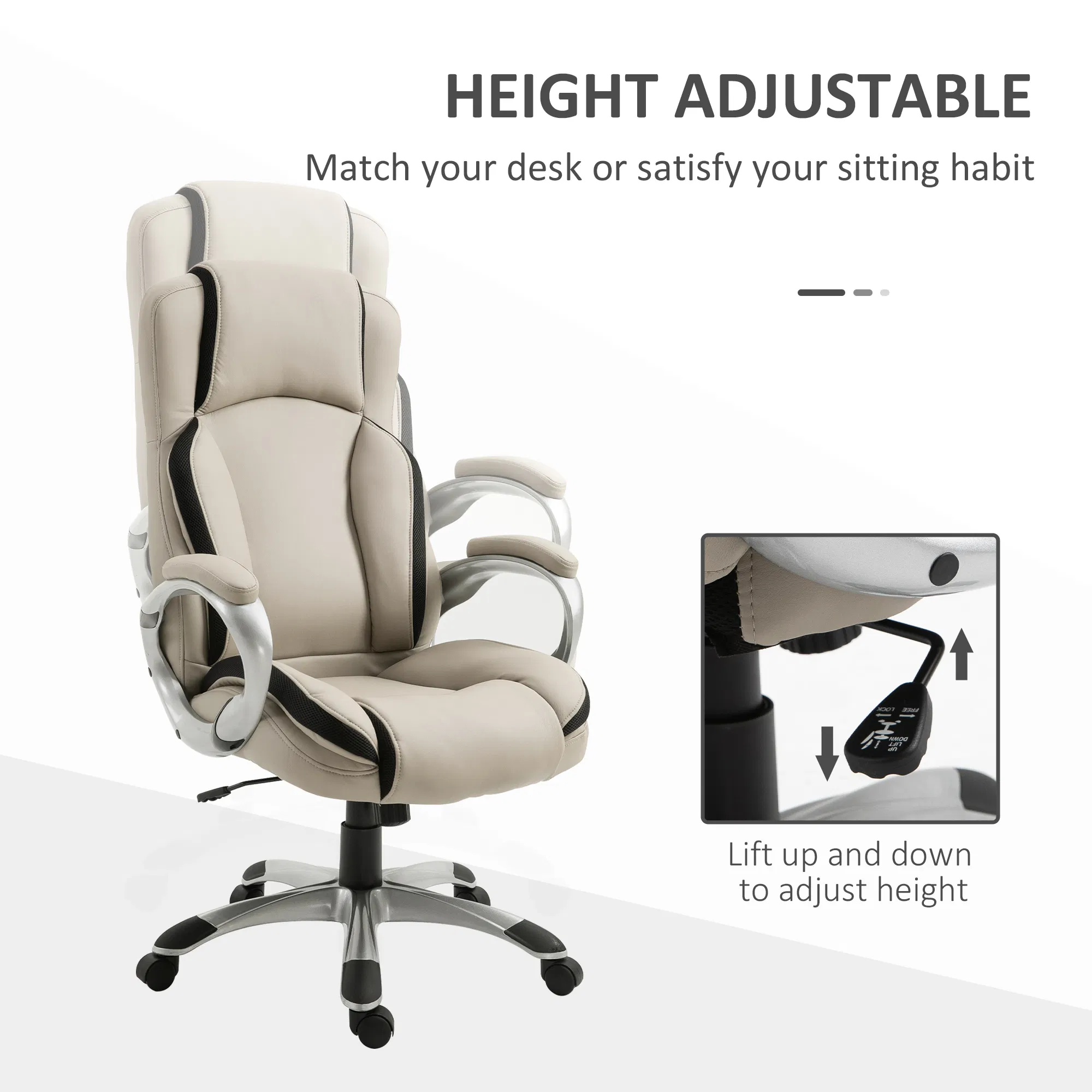 Office Chair PU Leather Executive on Rolling Wheels Task β photo 7