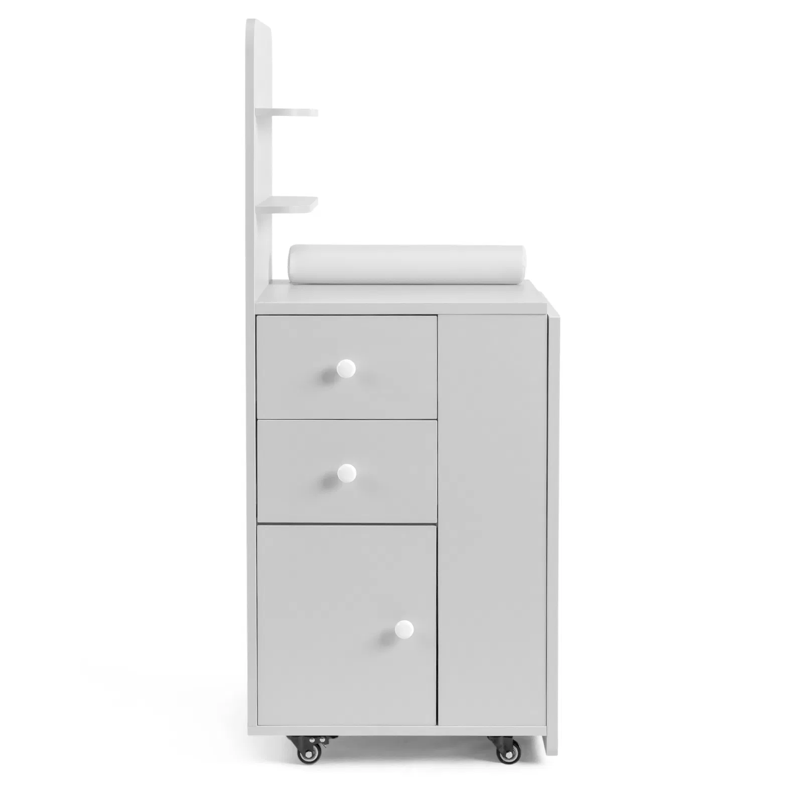 White MDF Folding Nail Desk with 2 Drawers, Cabinet Door & Storage Shelf image 6