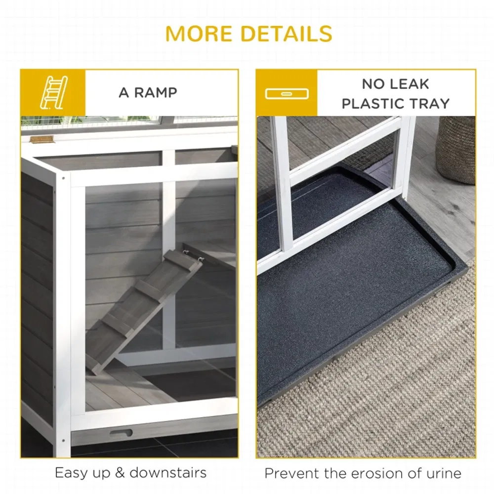 Pet cage /Wood Rabbit Hutch-Gray ( Amazon Shipping)(Prohibited by WalMart)