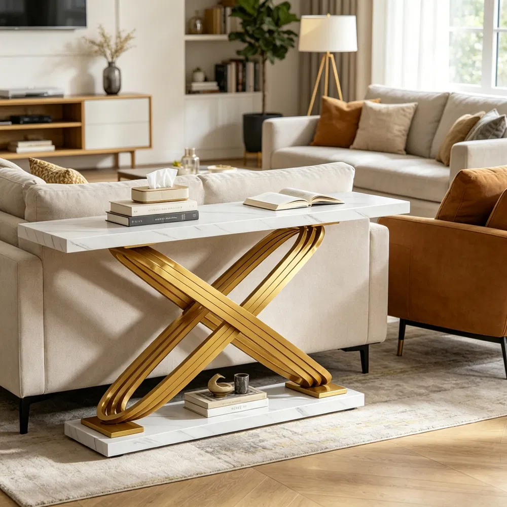 Console Table with Faux Marble Top, picture 5 of 5