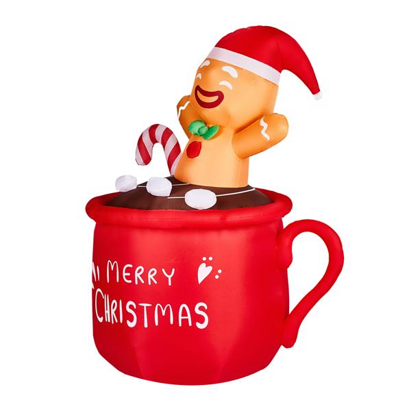 6.5FT Lighted Christmas Inflatable Decoration, Inflatable Gingerbread Man in Cup, Funny Blow Up Yard Decorations with Built-in LED Lights for Holiday Party Front Yard Lawn Garden Decor-21
