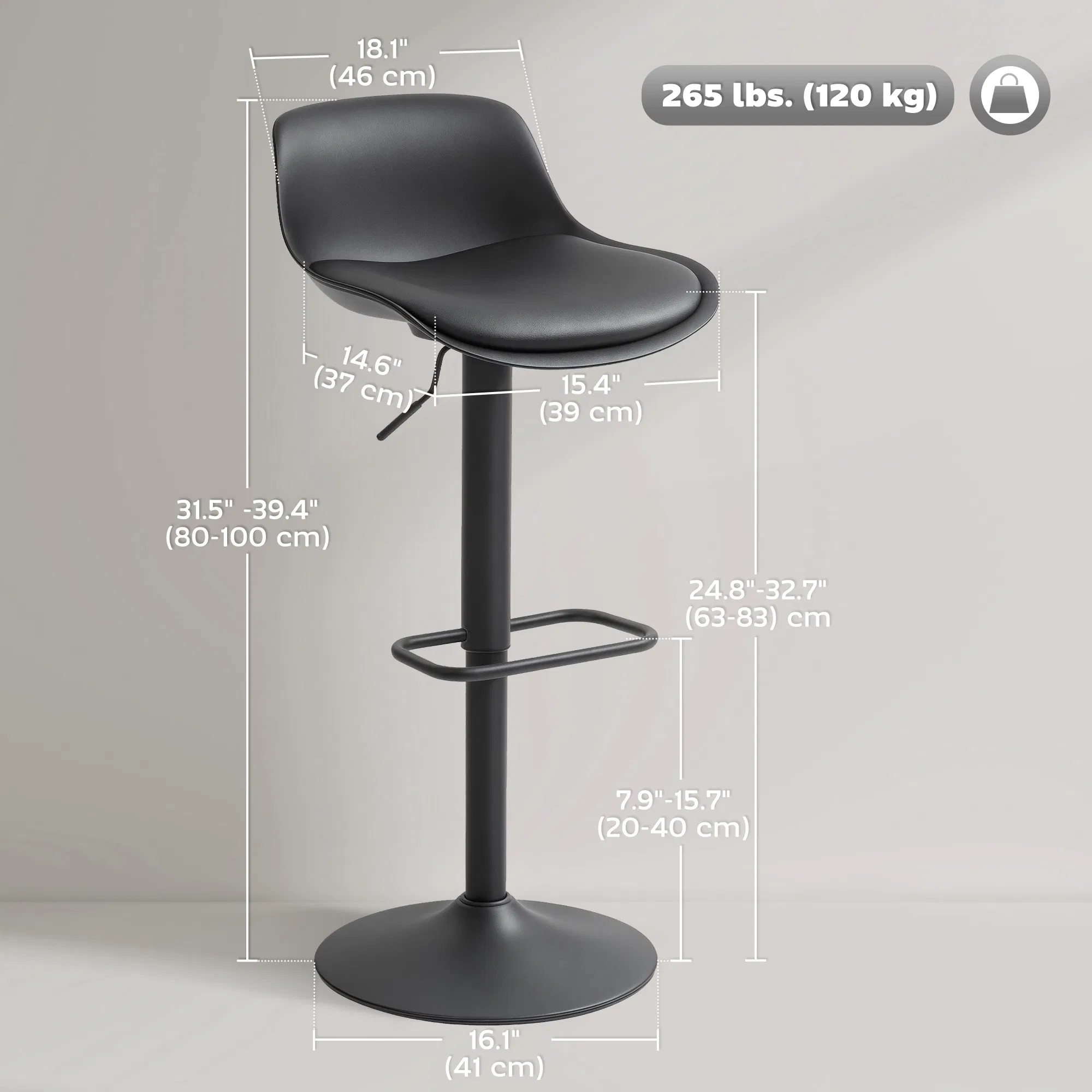 Adjustable Swivel Bar Stools, picture 2 of 5