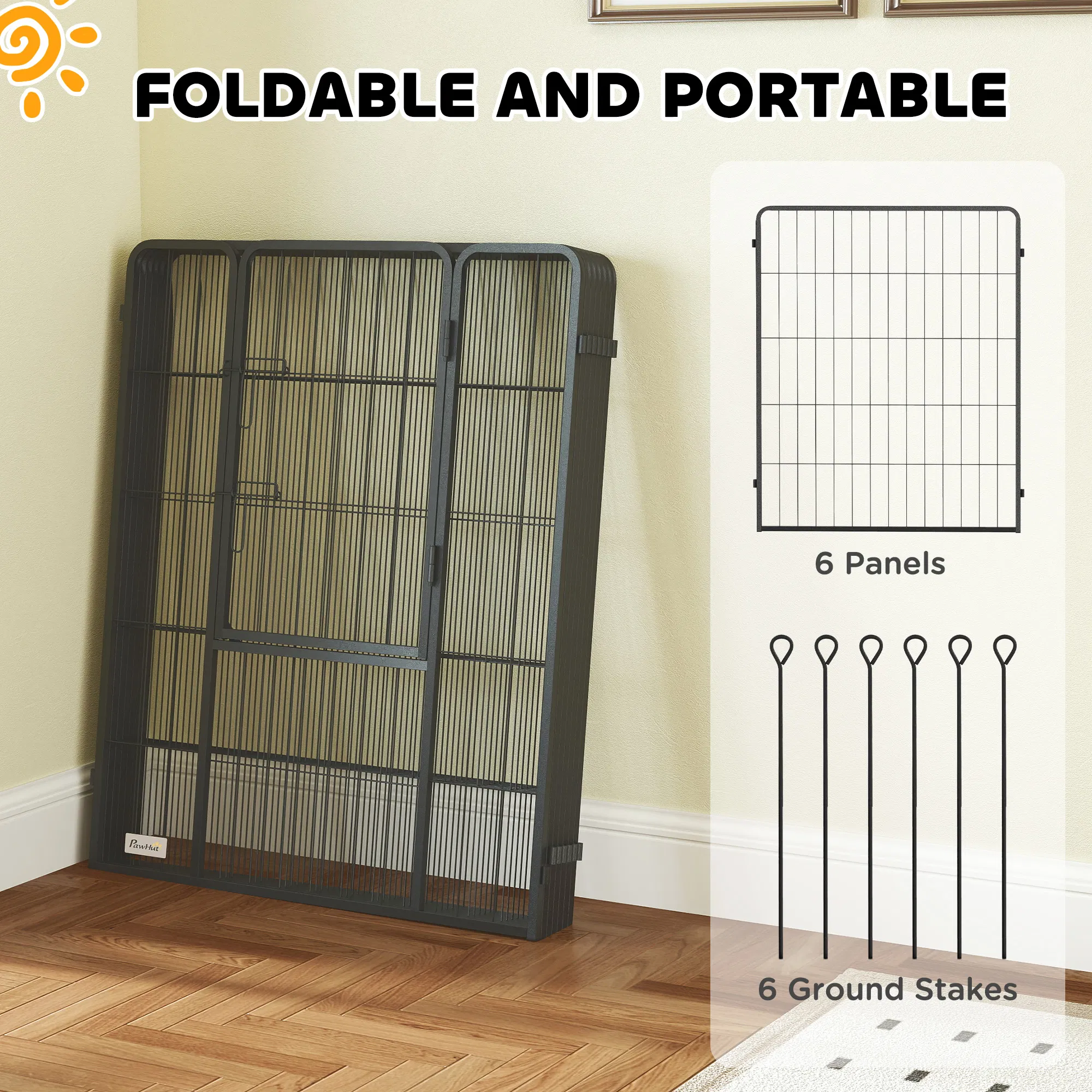 Heavy Duty Dog Playpen with Door for Large Dogs, 6 Panels, 39"H — image 1
