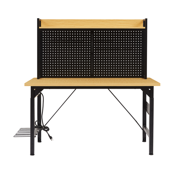48''Adjustable Workbench with pegboard, Heavy Duty Wooden Desktop Workbench with Wheels, 1600 lb. Load Capacity, Rolling Workbench with AC/USB Outlet, Hooks, Shelf, for Garage, Workshop, Office, Home.-45