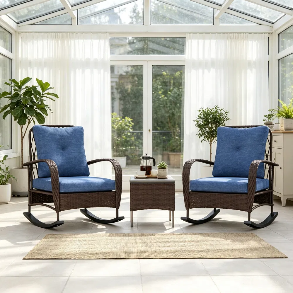 Wicker Patio Rocking Chair Set, picture 5 of 5