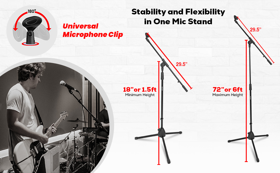 5 Core Tripod Mic Stand Floor 4Pcs Adjustable 18 to 72 Inches Sturdy Boom Arm Holder Microphone Stands Pedestal Para Microfono for Singing image 15