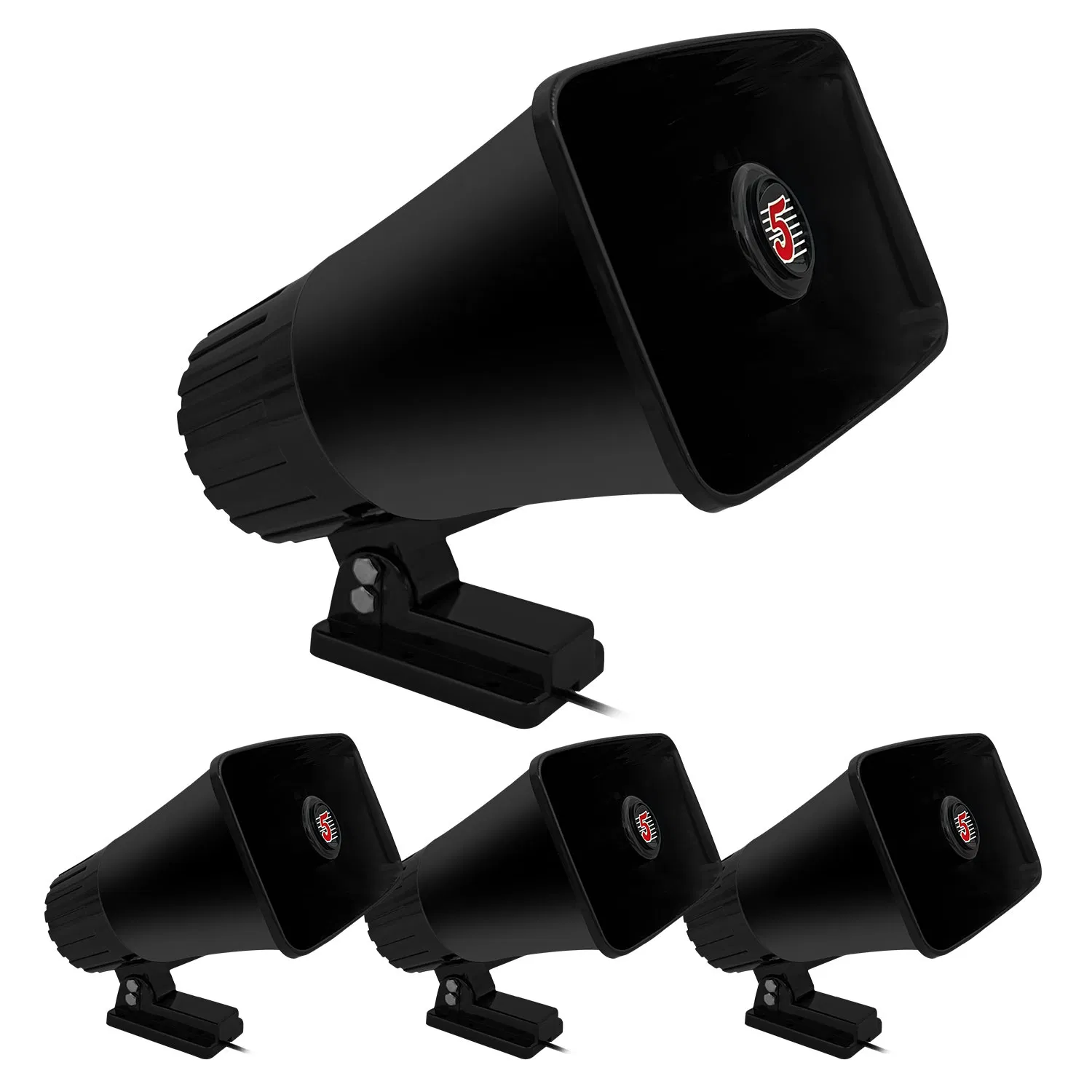5 Core PA Horn 250W Loud Speaker 4 Pcs 8 Inch Bull Horn Loud Audio 8Ohm All Weather Indoor Outdoor Use