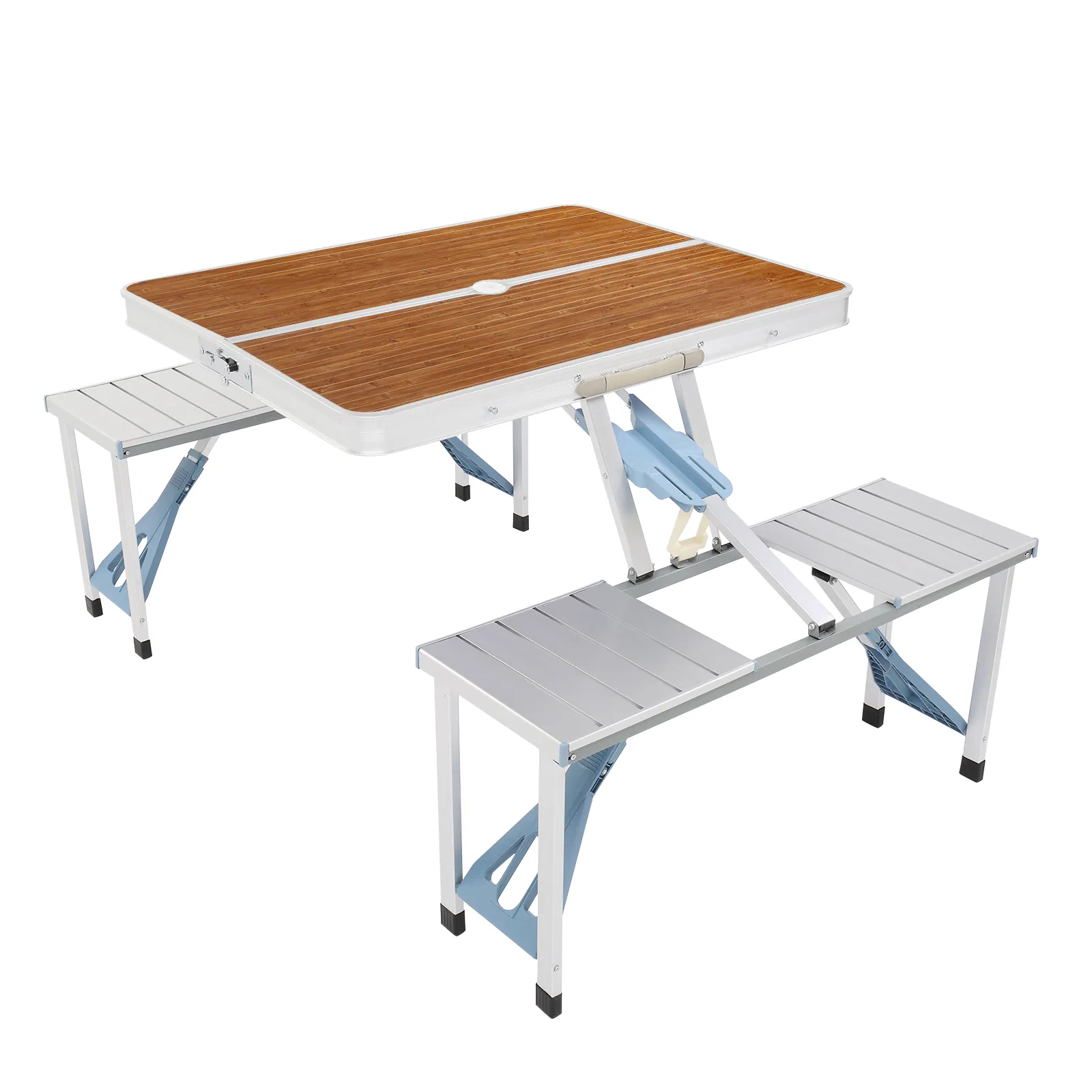 136*85.5*67cm 50kg Aluminum Alloy Table And Chair One Piece Camping One Piece Table And Chair Wood Grain… image 2