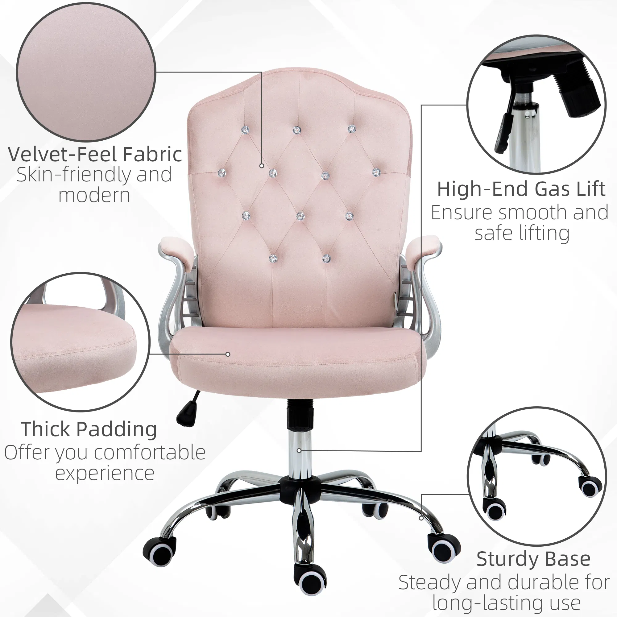Velvet Tufted Office Chair, picture 3 of 5