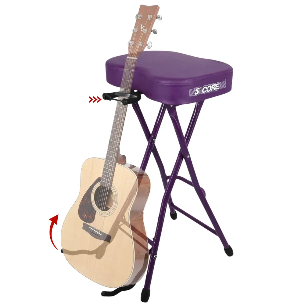 5Core Guitar Stool 3.15" Padded Chair Foldable Heavy Duty Music Seat Built in Foot Rest Guitar Stand image 19