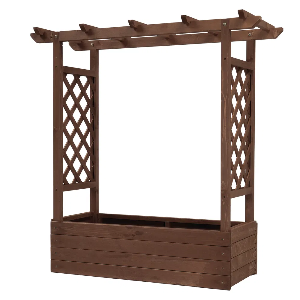 43.5*17.5*44.5 In Fir With Arched Lattice Raised Garden Bed Wooden Planting Frame Carbonized