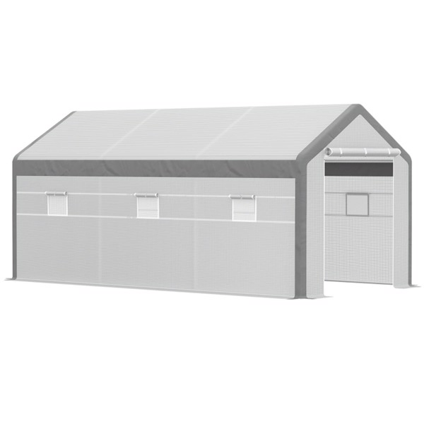 20'x10'x 9'带卷帘门的步入式温室-白色-AS-9