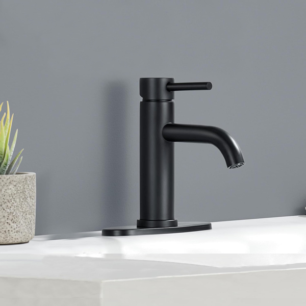 Single Handle Bathroom Faucet Lavatory Faucet Stainless Steel Single Hole-T10, Matte Black[Unable to ship on weekends,usps/fedex]-11