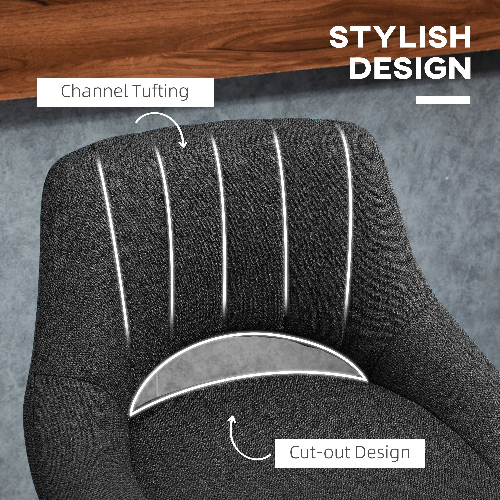 Linen Upholstered Swivel Bar Stools, picture 4 of 5