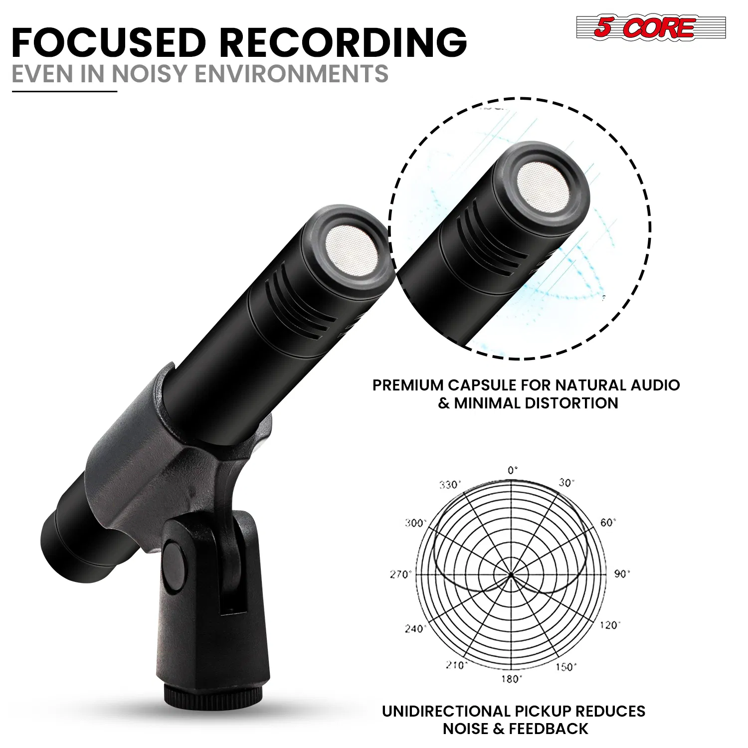 5 Core Drum Microphone Kit 9Pc All Metal Drummer Mics Tom/Snare & Cymbals Wired Instrument Drums Set image 11