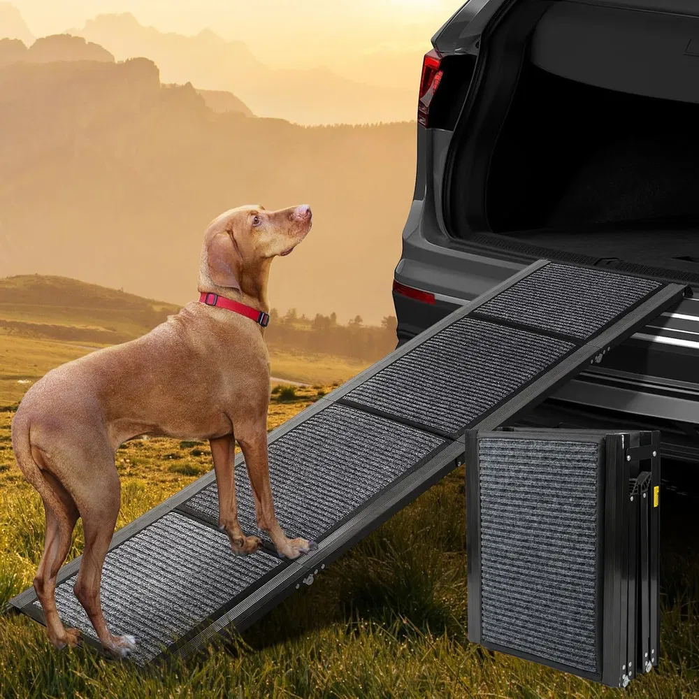 71" Long & 19" Wide Folding Dog Ramp for Car, SUV & Truck – Portable Pet Ramp with Non-Slip Surface, Extra Wide Steps - Default