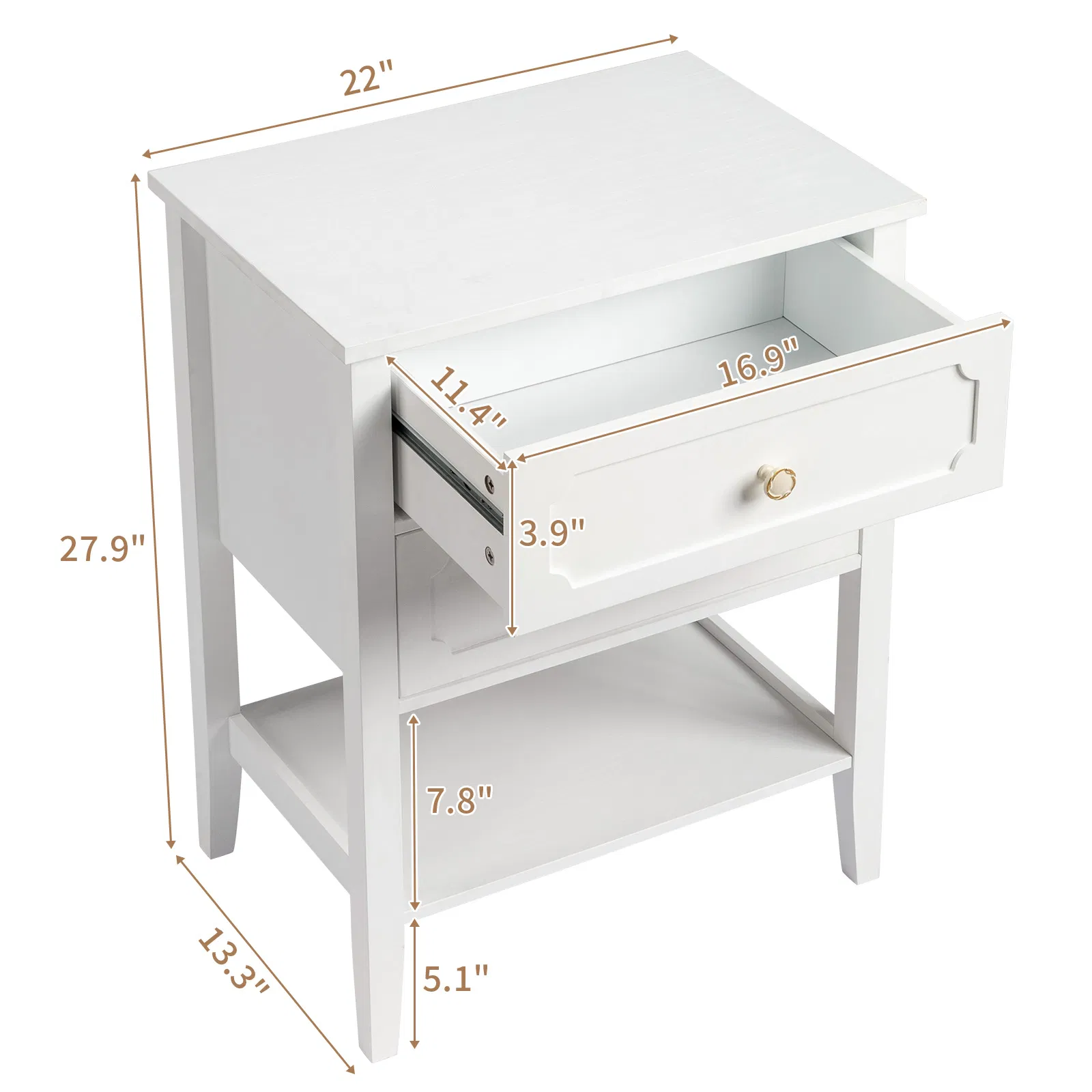 Wood Nightstand with 2 Drawers, picture 4 of 5