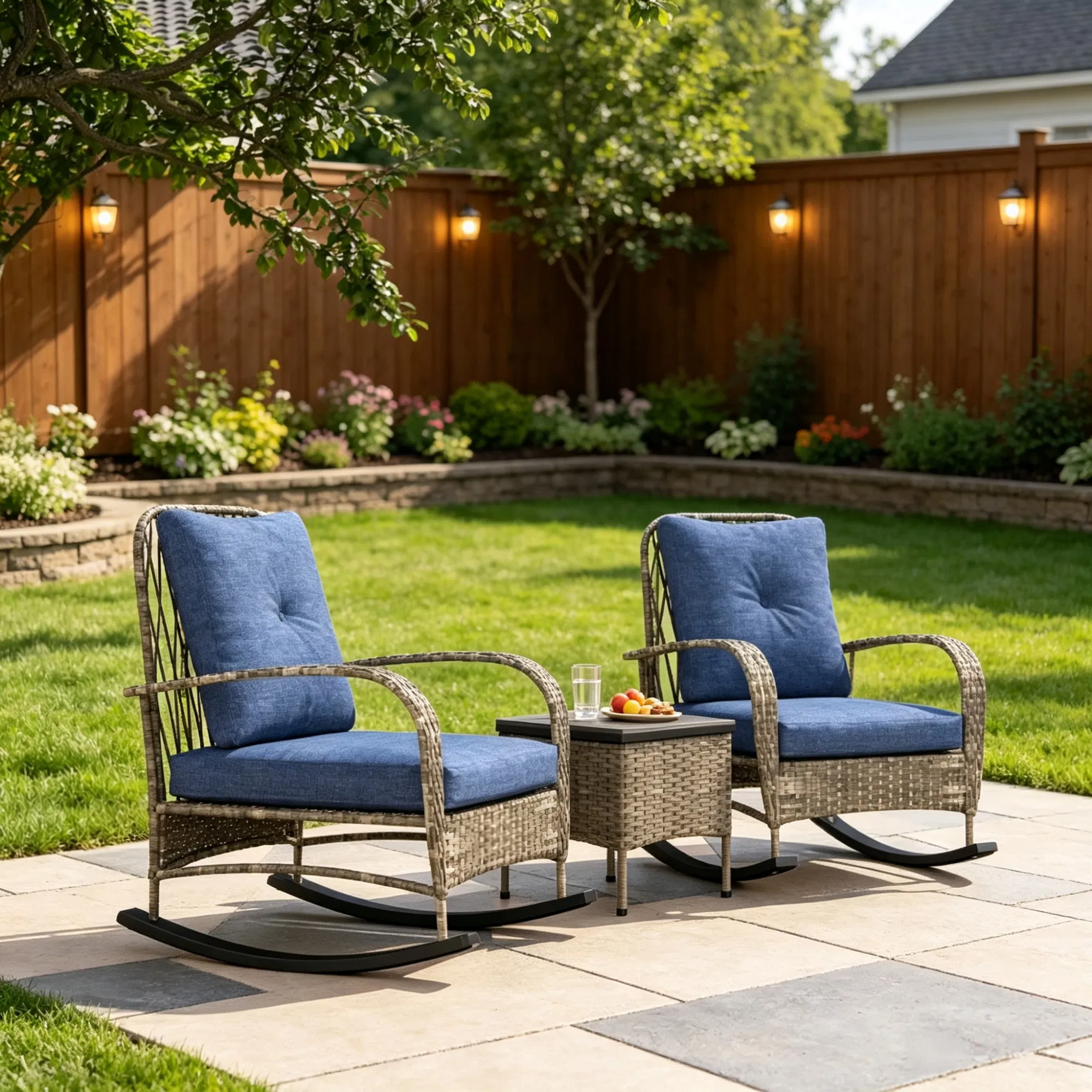 Wicker Rocking Chair Patio Set, picture 3 of 5