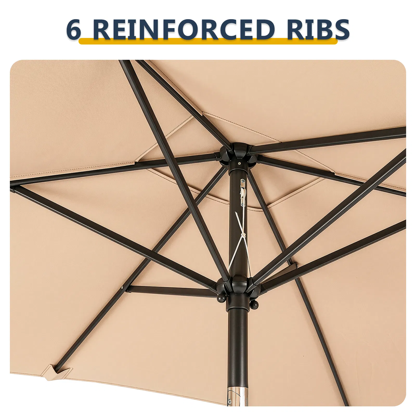 10 x 6.5 FT Square Patio Umbrella, Tilting Outdoor Market Umbrella with 6 Iron Ribs & Iron Pole… image 6