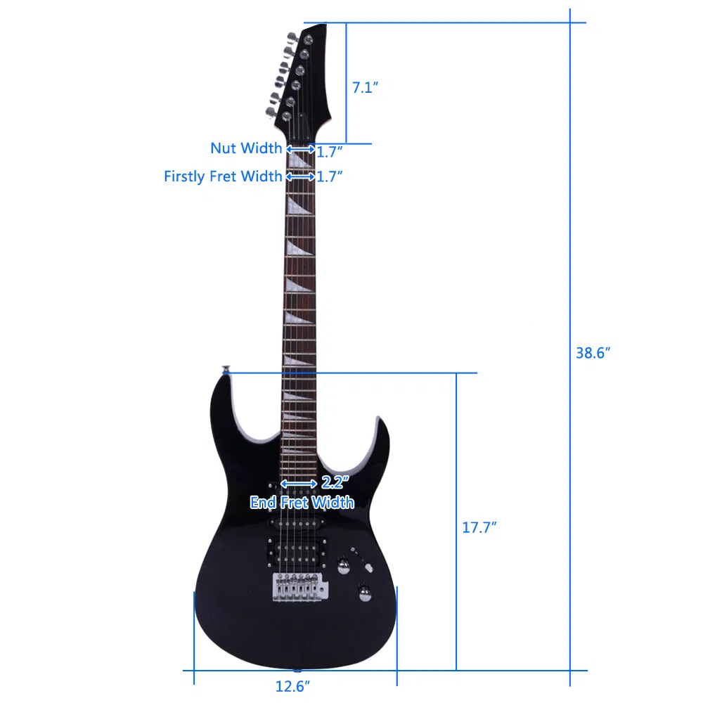 Novice Entry Level 170 Electric Guitar HSH Pickup Bag Strap Paddle Rocker Cable Wrench Tool Black image 6