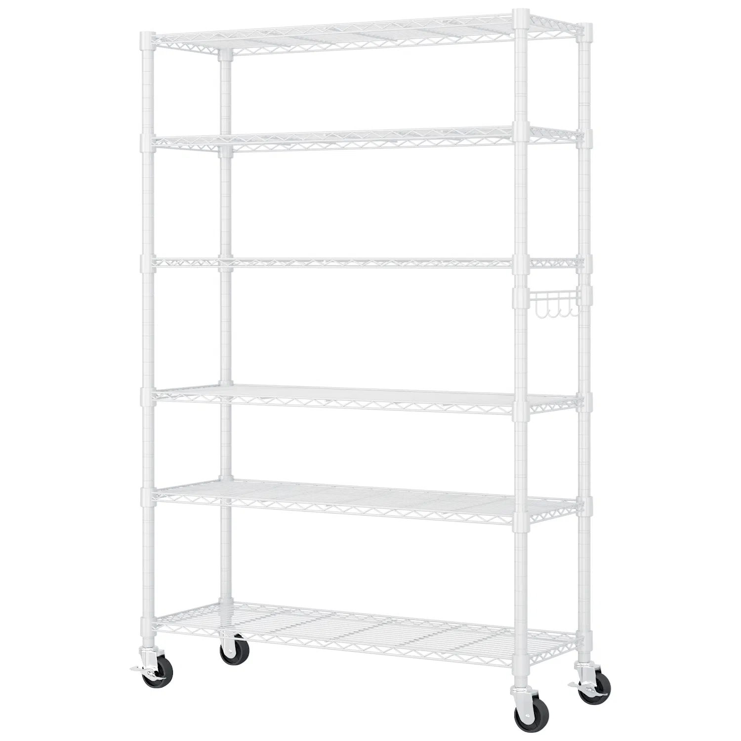 Six-layer, freely removable display stand with one row of side hooks, adjustable feet and wheels, iron… image 2