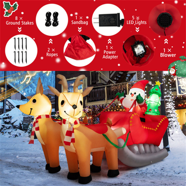 7.2英尺圣诞装饰圣诞充气圣诞老人雪橇 (AMAZON 禁售)周末不发货-20