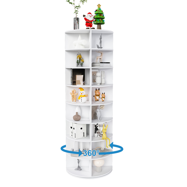 Rotating Shoe Rack Tower, 8-Tier Spinning Storage Rack, Free Standing 360° Revolving Shoe Organizer, Holds 32 Pairs of Shoes (8-Tier,White) -32