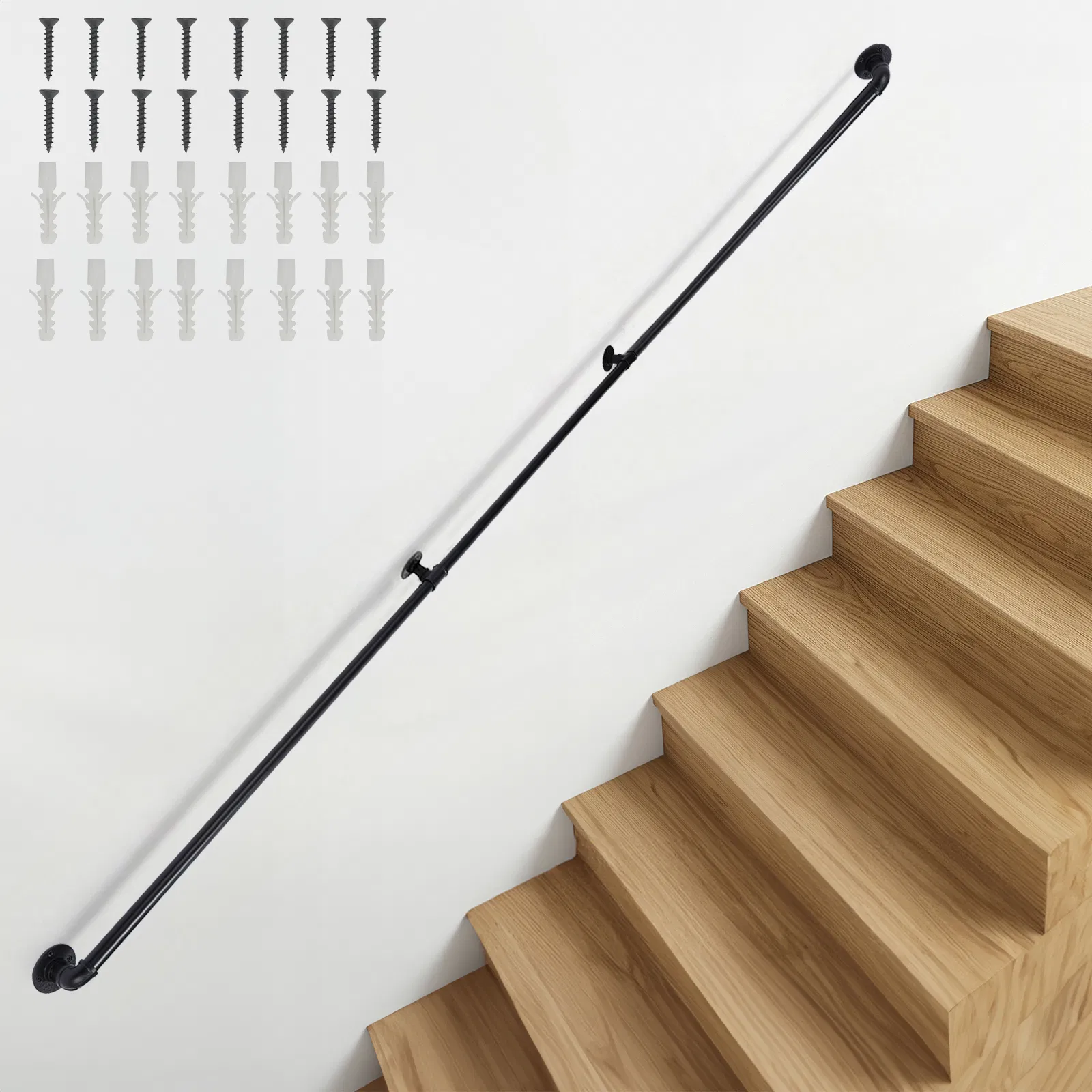 12FT three-section iron courtyard stair handrail black image 9