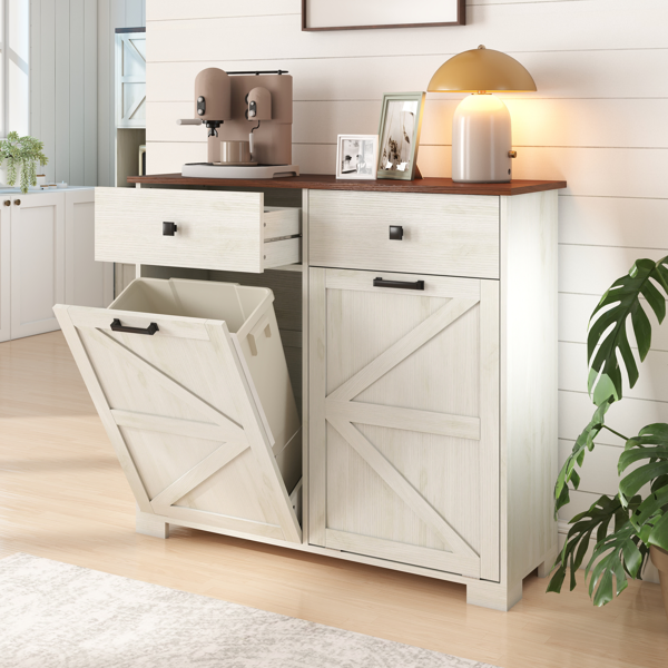 Farmhouse Double Tilt Out Trash Cabinet for 20 Gallon Trash Cans, Free Standing Recycling Cabinet with… image 15