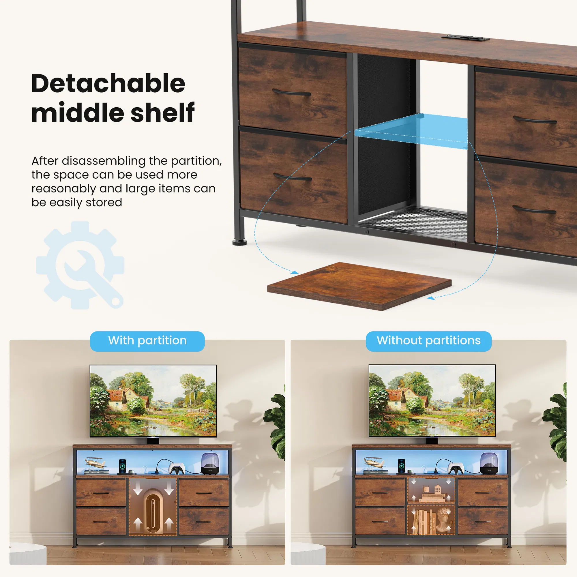 TV Stand with Drawers, picture 2 of 7