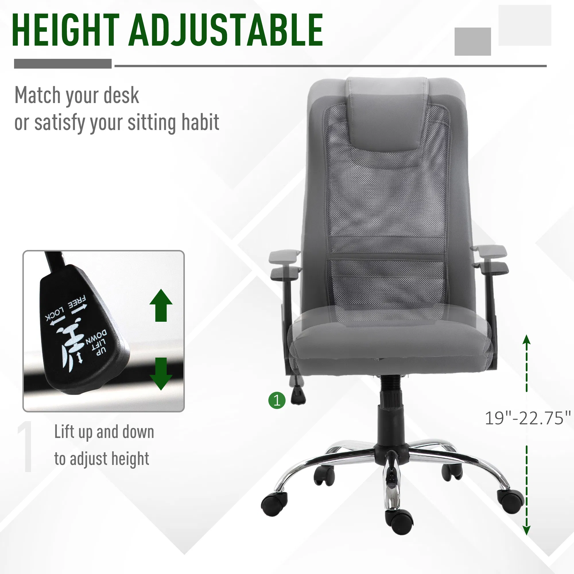 Office Chair High Back Mesh Ergonomic Computer Desk Seat Thick β photo 5
