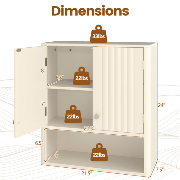 Beige Fluted Wall Cabinet (21.5