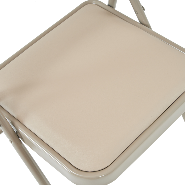 6pcs Elegant Foldable Iron & PVC Chairs for Convention & Exhibition  Light Brown-71