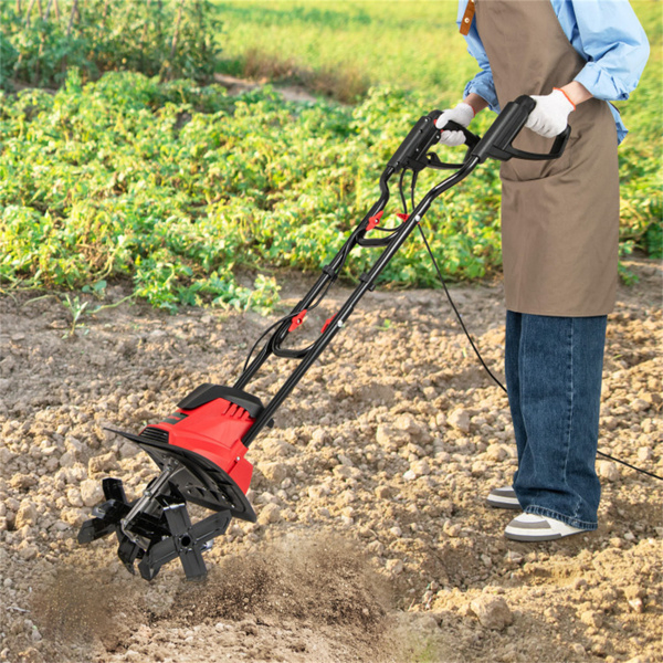 10 Amp  Electric Tiller - 380 RPM Garden Cultivator with 4 Blades, 14