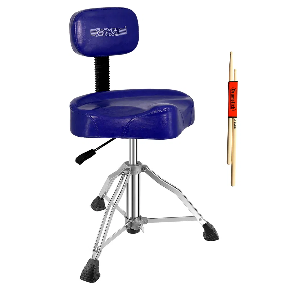 5Core Drum Throne 4" Cushion Padded Stool w Backrest Airlift Height Adjustable Chair w 441Lb Capcity image 20