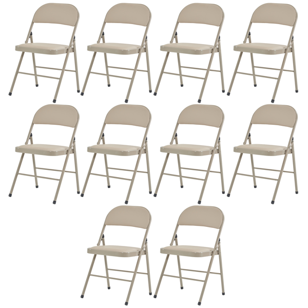 6pcs Elegant Foldable Iron & PVC Chairs for Convention & Exhibition  Light Brown-51