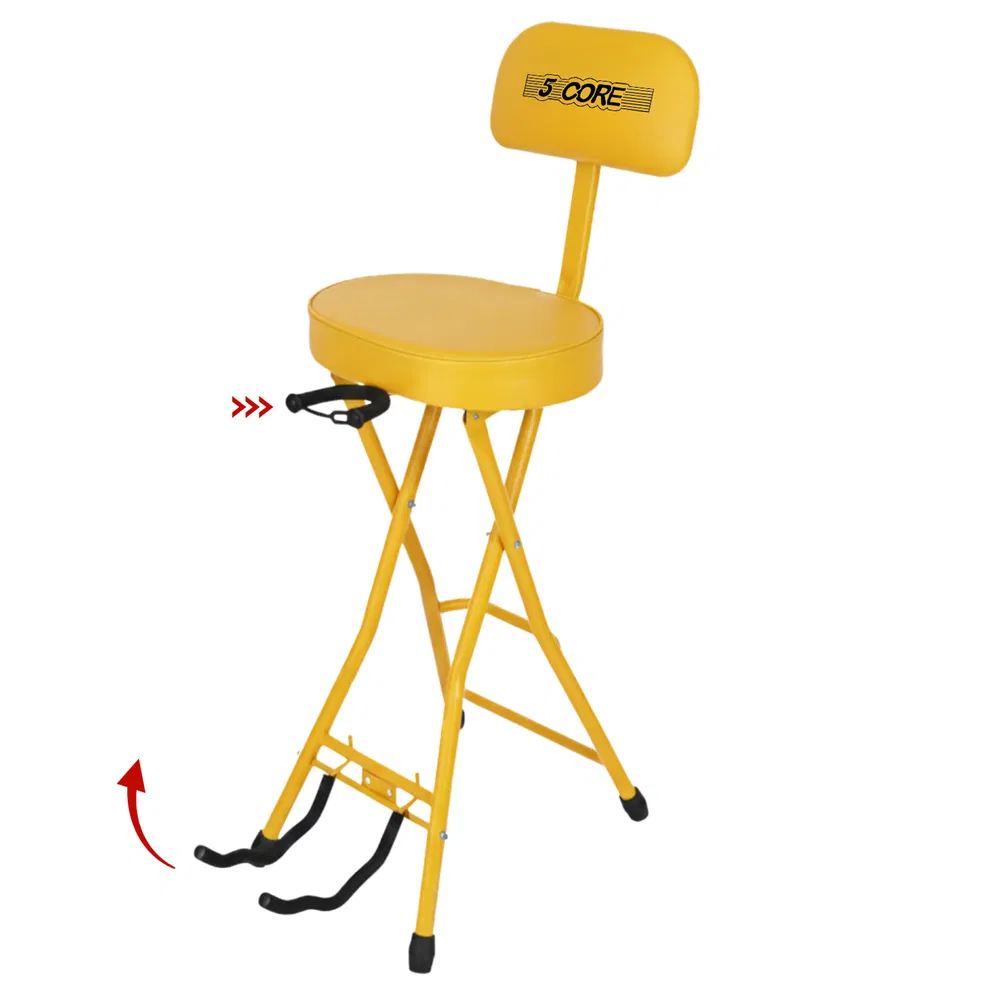 5Core Guitar Stool 3.15" Padded Chair w Backrest Foldable Music Seat Built in Foot Rest Guitar Stand image 16