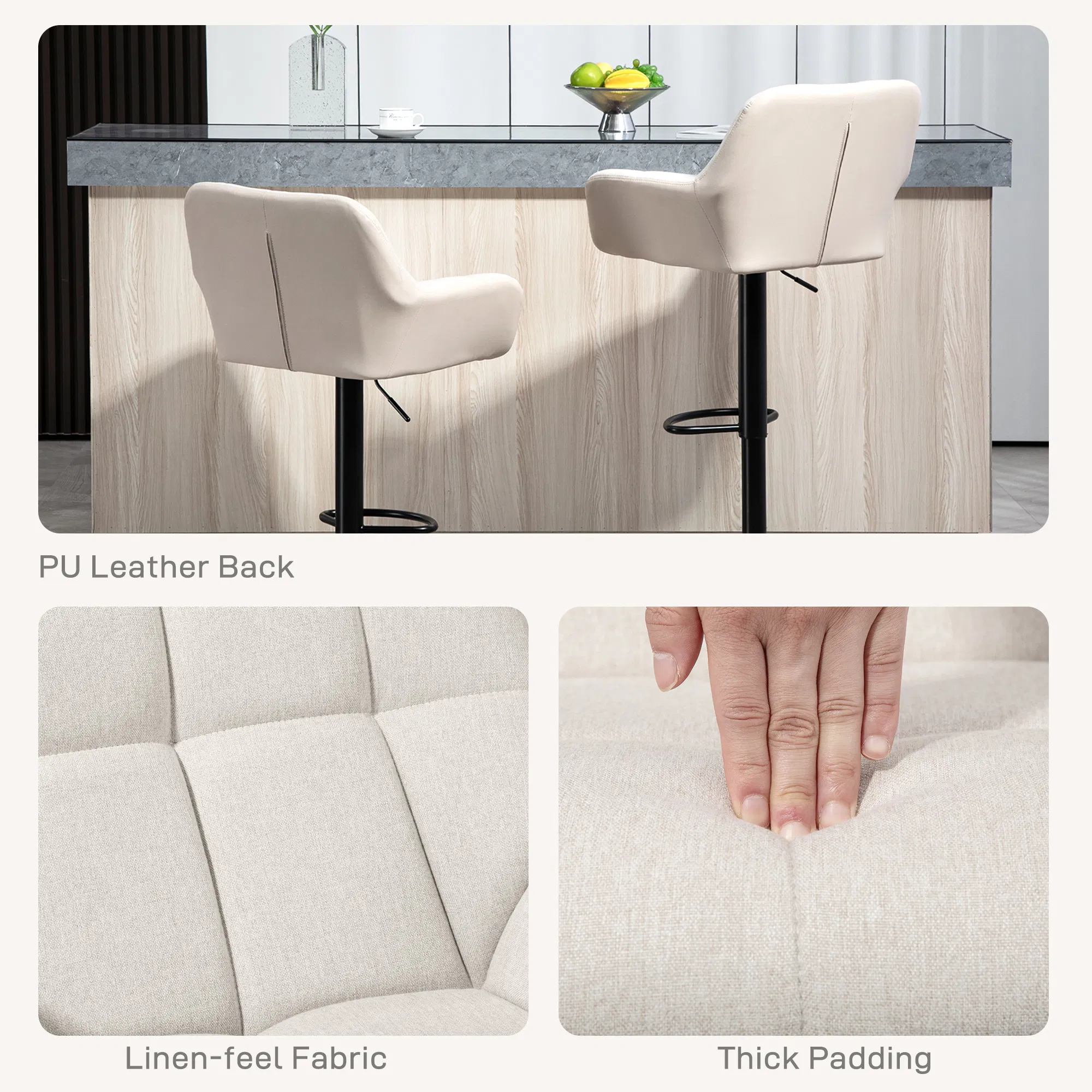 Swivel Bar Stools Set of 2, picture 2 of 5