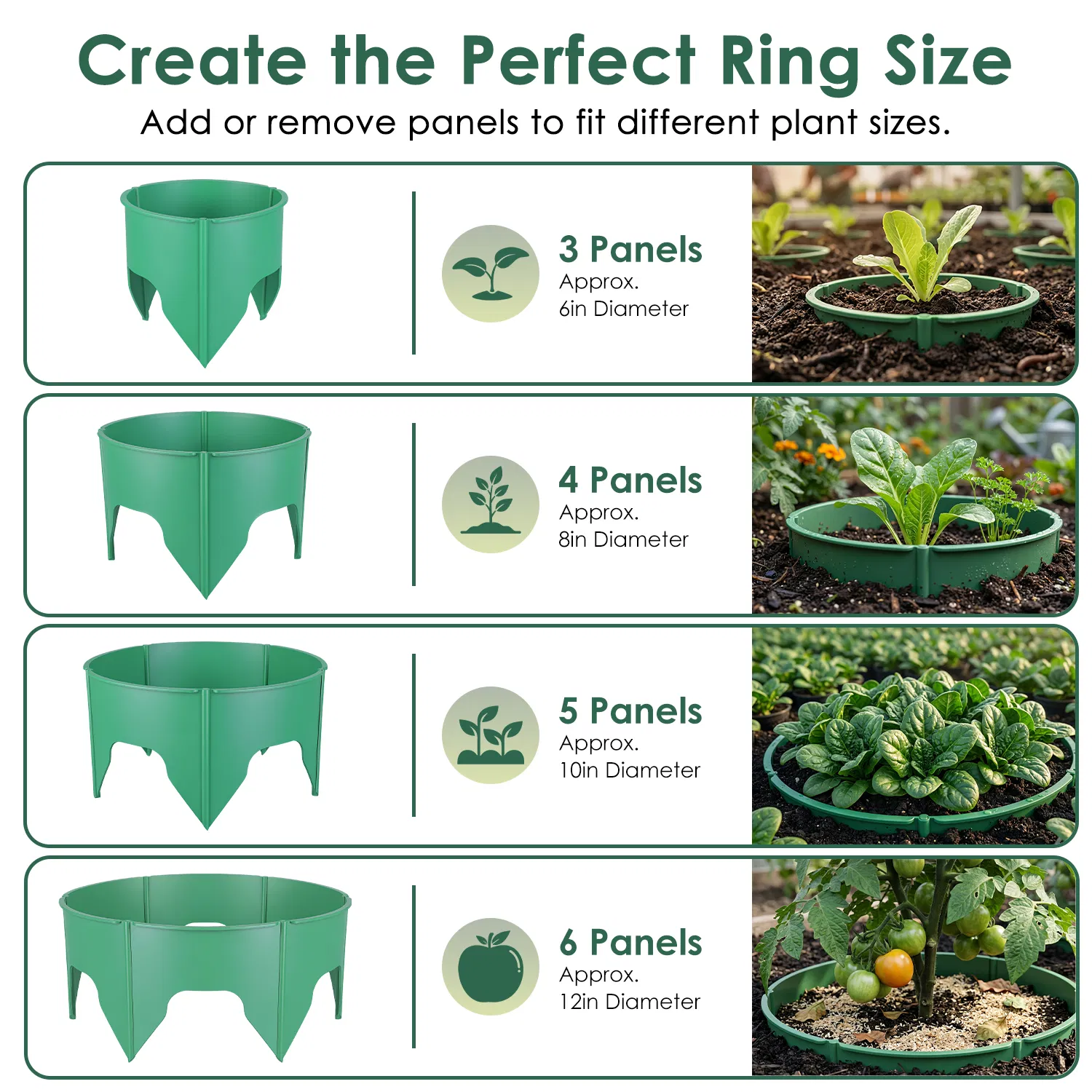 6Pcs/12Pcs 10in Planting Grow Rings Adjustable for Outdoor Plants Interlocking PP Plant Protection Rings with Hand Shovel Deep Watering Plant Guards for Vegetables Flowers Shrubs Tomatoes Garden Beds image 3
