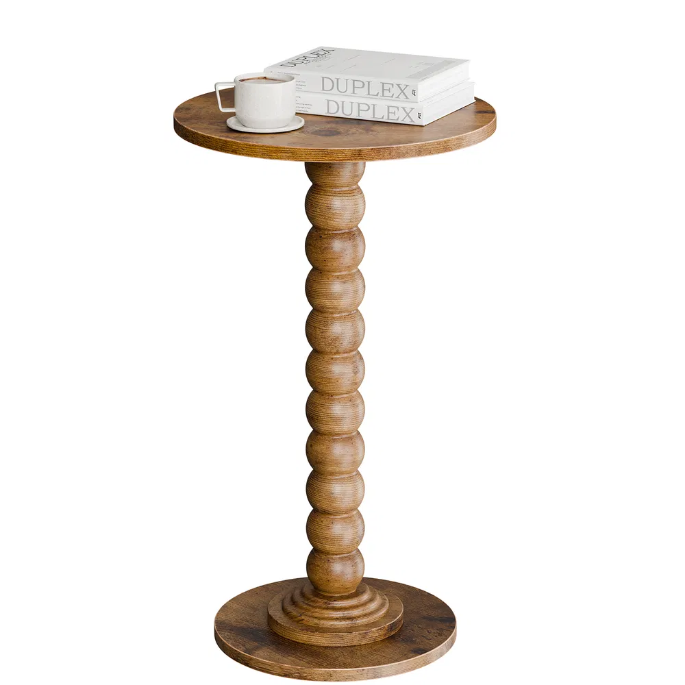 Round side table, equipped with solid wood legs, suitable for use as a multi-functional beverage table in living rooms, bedrooms and corners. image 9