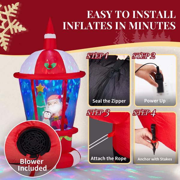 7.3FT Lighted Christmas Inflatable Decoration, Inflatable Lighthouse with Santa and Penguin, Funny Blow… image 18
