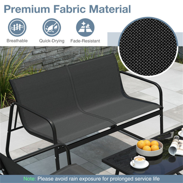   4-Piece Outdoor Conversation Set (Black) - 2 Chairs + 1 Loveseat + 1 Coffee Table,Patio Furniture Set-18