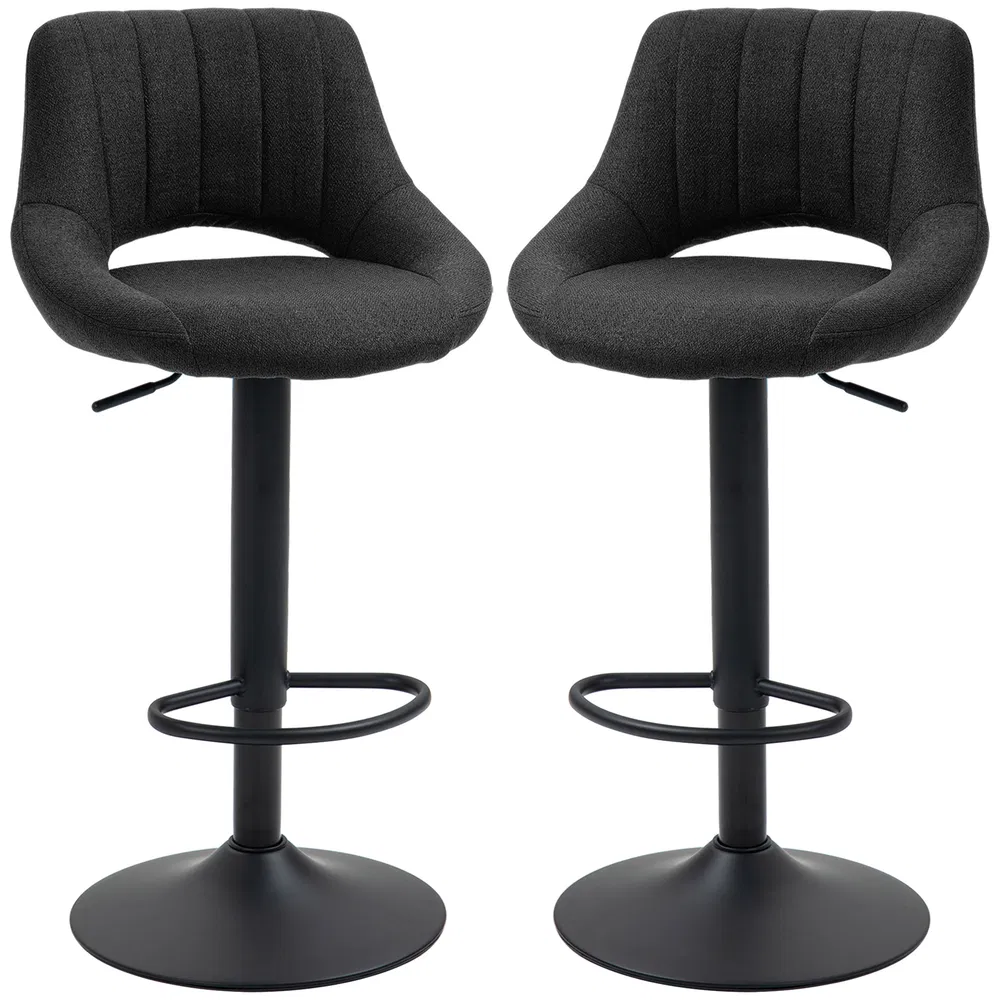 Linen Upholstered Swivel Bar Stools, picture 5 of 5