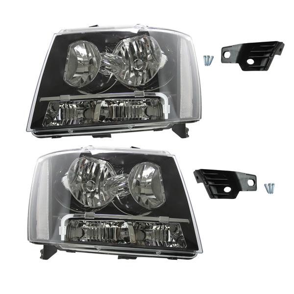 大灯总成-2007-2014 Chevy Avalanche-Black 透明侧反光片-29