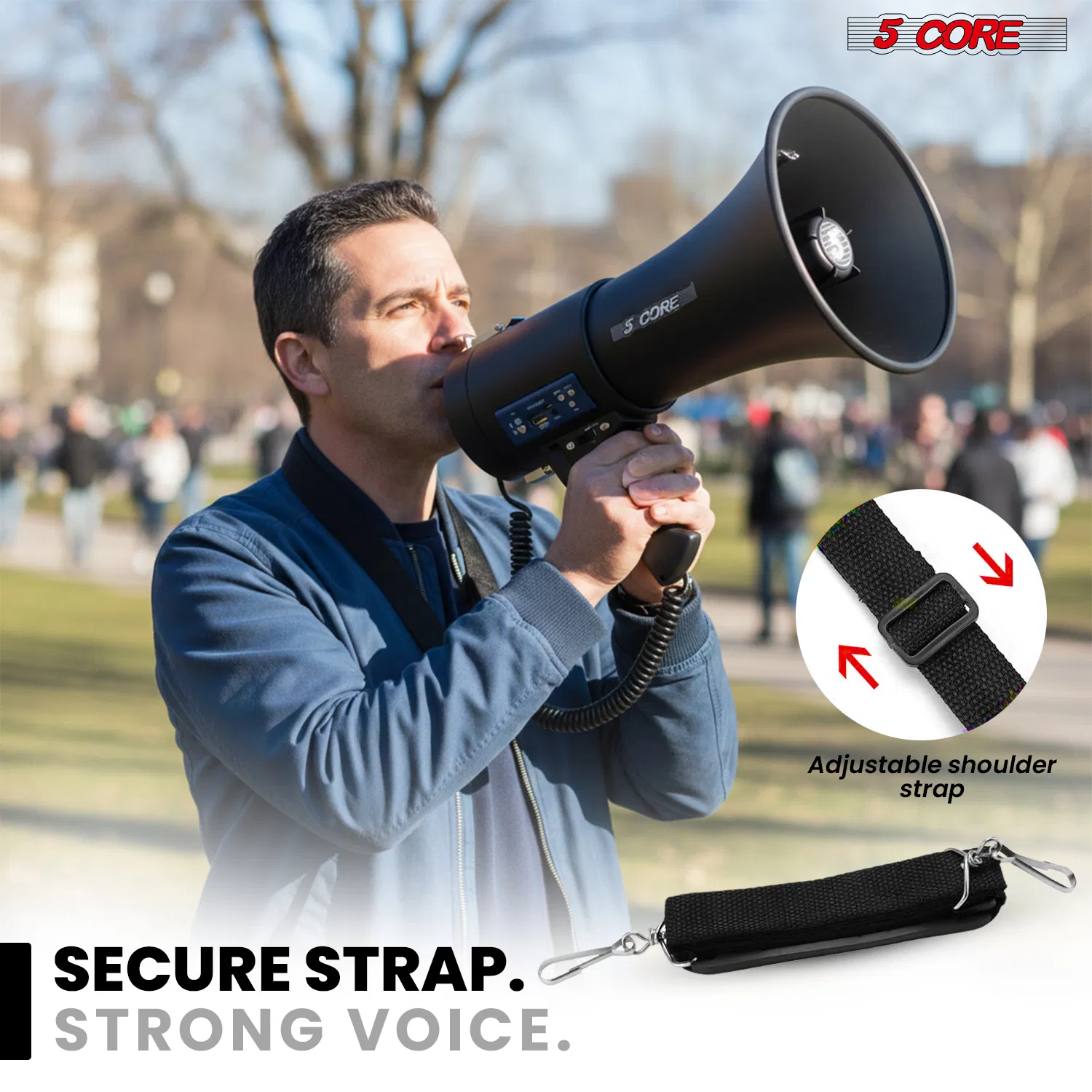 5 Core Megaphone Speaker 100/50W Loud Rechargeable/ Battery Power Bullhorn image 7